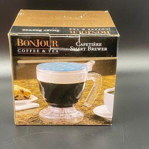 BonJour Coffee Tea Smart Brewer Filter Blue Chevron Self-Dispensing 19.5 oz